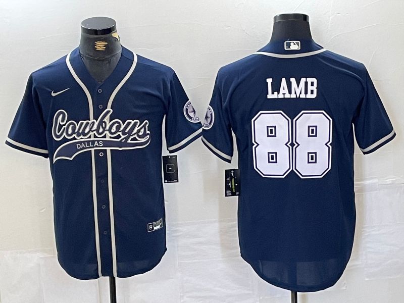 Men Dallas Cowboys #88 Lamb Blue Joint Name 2024 Nike Limited NFL Jersey style 1